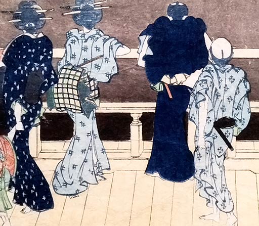 Le pavillon Sazai au Coyaku Rakan, détail, Trente-six vues du Mont Fuji, estampe nishiki-e sur papier, vers 1830-1834 Hokusai 3