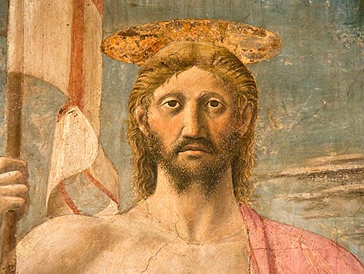 Piero della Francesca, La Résurrection, détail, le visage du Christ Resurrection Piero 2
