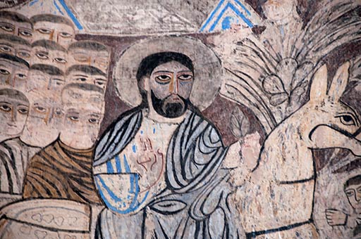 Fresque intérieure, l'entrée du Christ à Jérusalem aghtamar fresque intérieure